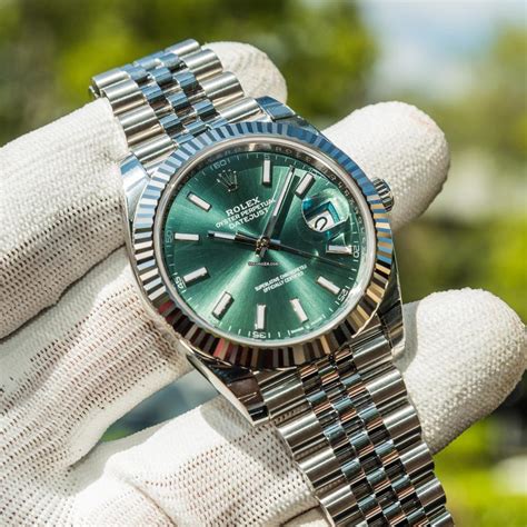 rolex datejust green dial price